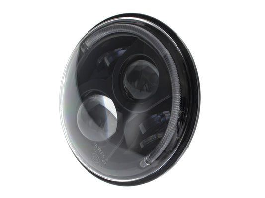 7in. 80w LED HeadLight Insert with Halo - Black. Fits Most H-D, Indian Chief Classic & Dark Horse Models with 7in. Headlight.