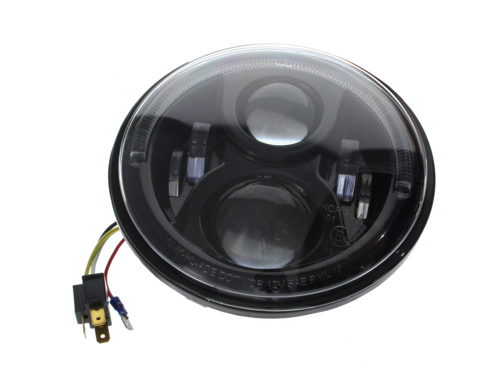7in. 80w LED HeadLight Insert with Halo - Black. Fits Most H-D, Indian Chief Classic & Dark Horse Models with 7in. Headlight.