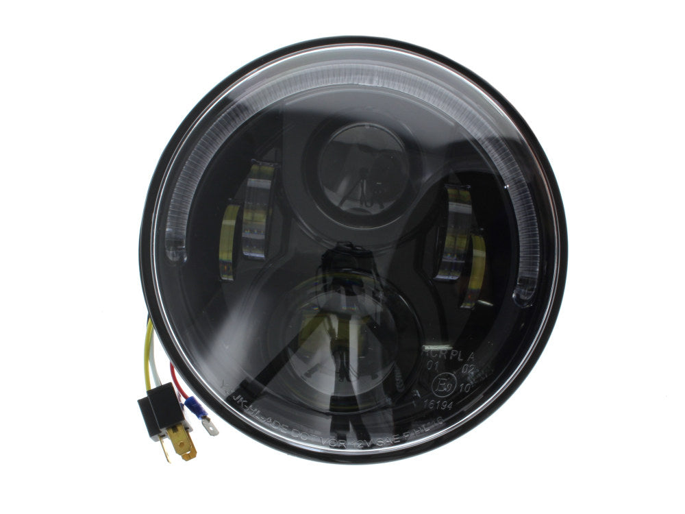 7in. 80w LED HeadLight Insert with Halo - Black. Fits Most H-D, Indian Chief Classic & Dark Horse Models with 7in. Headlight.