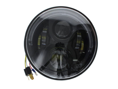 7in. 80w LED HeadLight Insert with Halo - Black. Fits Most H-D, Indian Chief Classic & Dark Horse Models with 7in. Headlight.