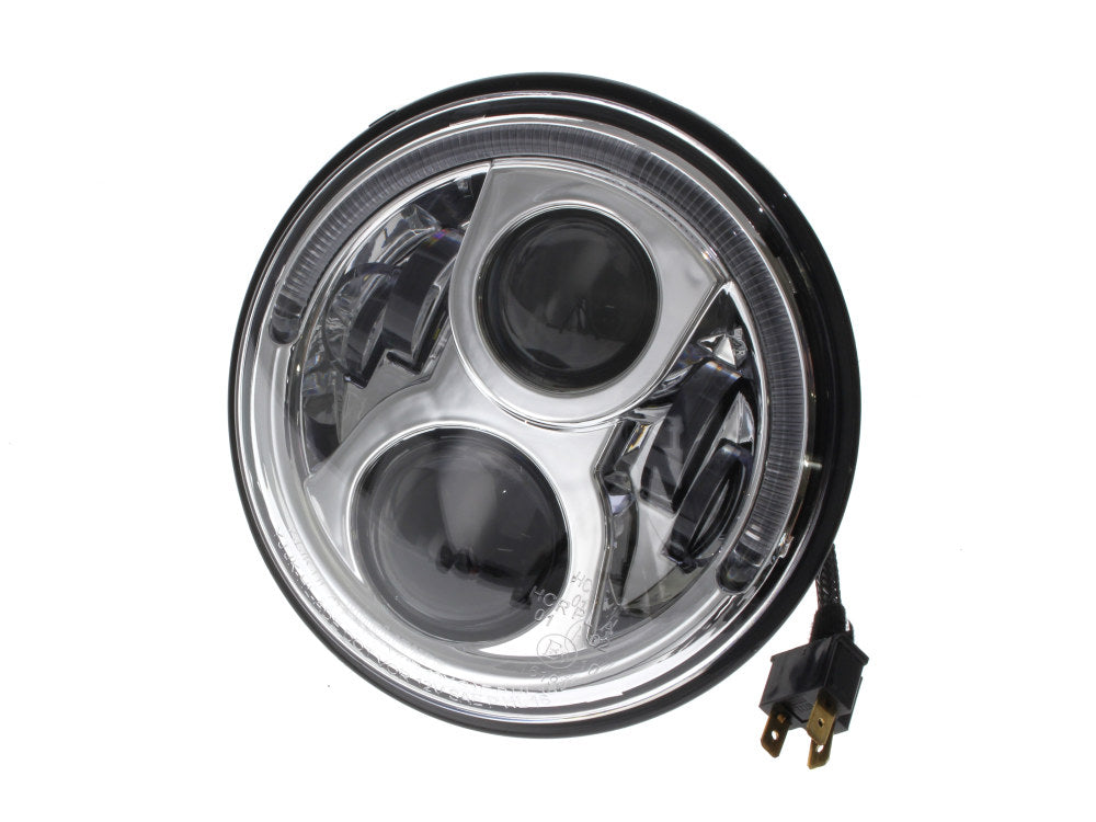 7in. LED Headlight Insert with Halo - Chrome. Fits Most H-D, Indian Chief Classic & Dark Horse Models with 7in. Headlight.