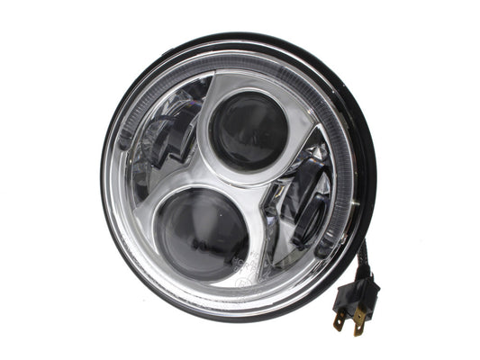 7in. LED Headlight Insert with Halo - Chrome. Fits Most H-D, Indian Chief Classic & Dark Horse Models with 7in. Headlight.