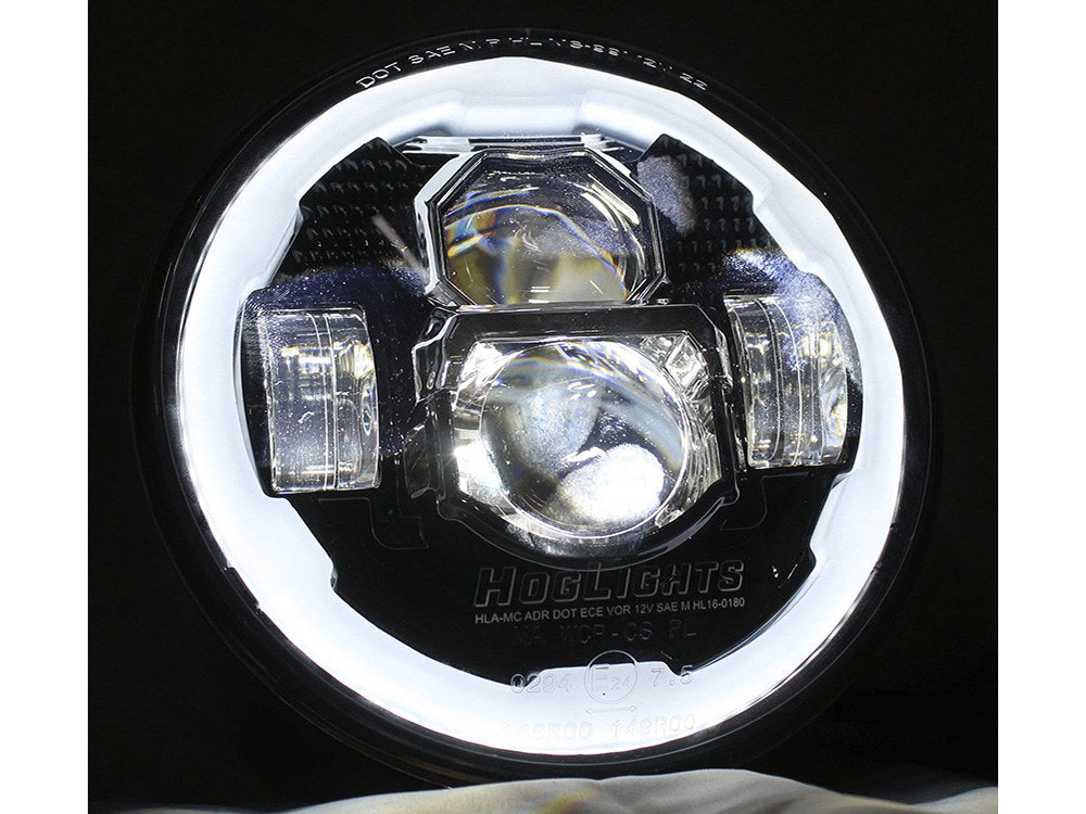 7in. 90w LED HeadLight Insert with Halo - Black. Fits Most H-D, Indian Chief Classic & Dark Horse Models with 7in. Headlight.