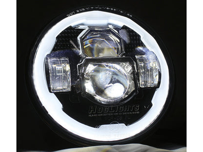 7in. 90w LED HeadLight Insert with Halo - Black. Fits Most H-D, Indian Chief Classic & Dark Horse Models with 7in. Headlight.