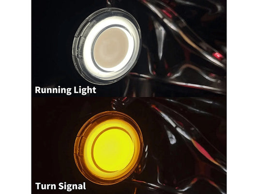 FusionFX LED DRL Front Turn Signal Inserts. Amber Turn, White Run. Fits Road Glide 2015up.