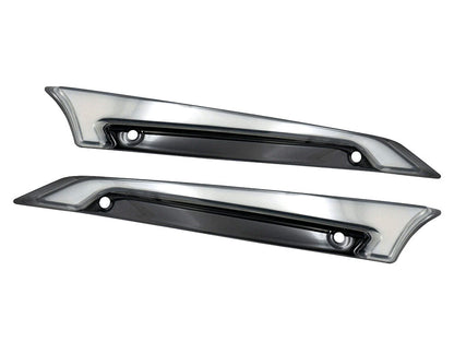 LED FusionFX Windshield Trim - Smoke Lens, Black Housing. With Amber Turn, White Run. Fits Road Glide 2015-2023
