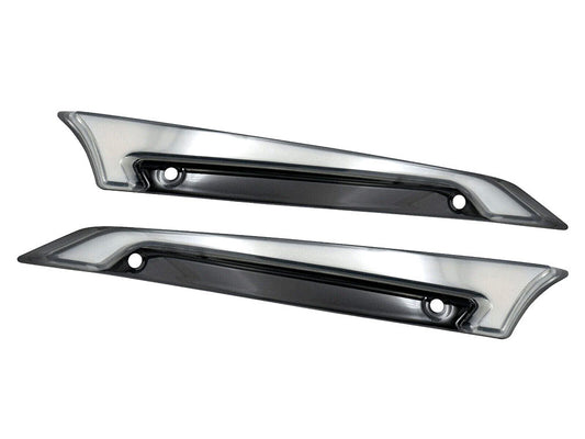 LED FusionFX Windshield Trim - Smoke Lens, Black Housing. With Amber Turn, White Run. Fits Road Glide 2015-2023