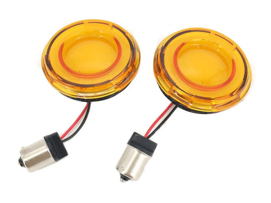 FusionFX Turn Signal Inserts. Amber LED, Amber Lenses. Fits Front and Rear on most Models With OEM Bullet Style Indicators 2002up.