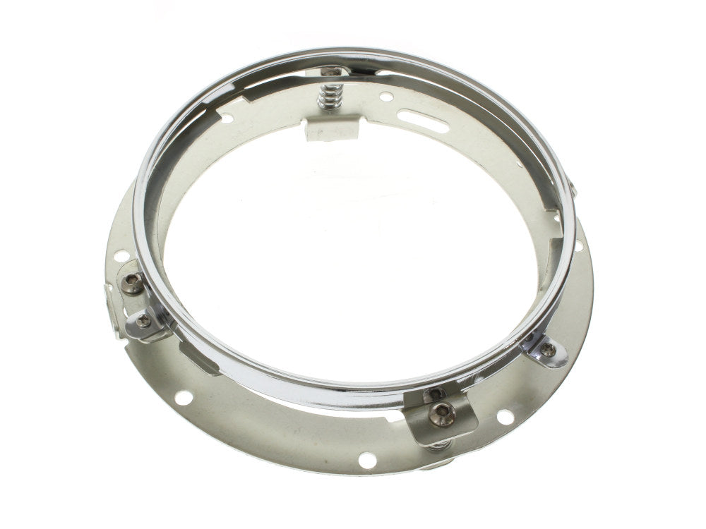 7in. Headlamp Insert Adaptor Bracket - Chrome. Fits All 2013 earlier Touring & all FreightTrain Nacelle.