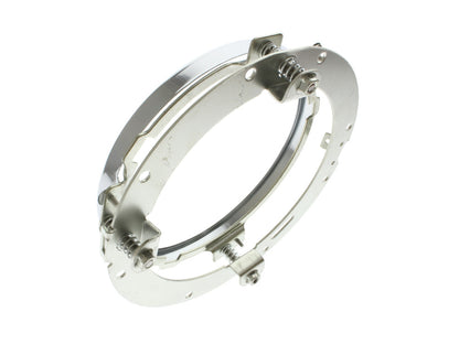 7in. Headlamp Insert Adaptor Bracket - Chrome. Fits All 2013 earlier Touring & all FreightTrain Nacelle.