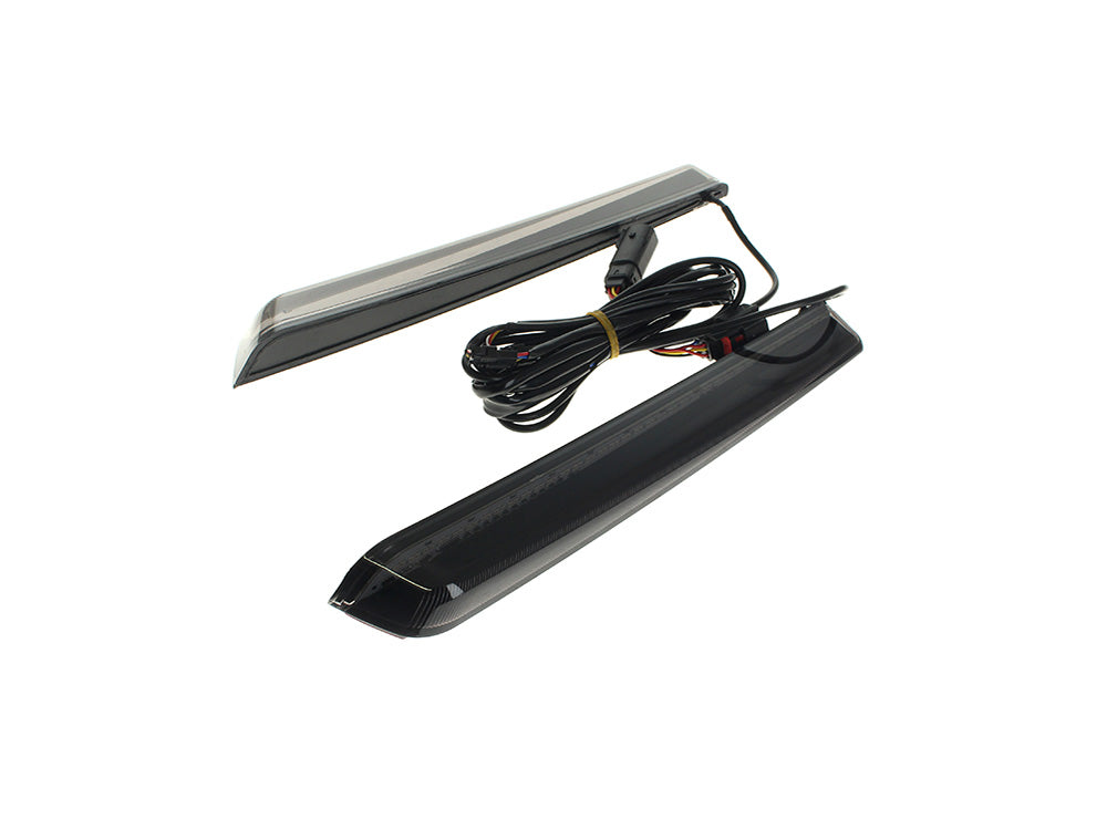 Saddlebag LED Lights. Red Run/Brake, Amber Turn, Smoke Lens. Fits Touring 2014-24 with HD Extended Bags.