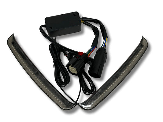 Sequential Slimline Saddlebag Lights. Red Run/Brake, Amber Turn with Smoke Lens. Fits Touring 2014-2023.
