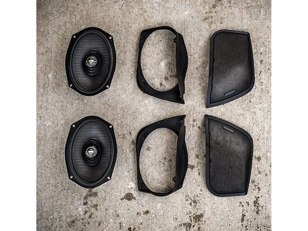 Saddlebag Lid Retro 6x9's Cut In Kit with Speakers. Fits Street Glide, Ultra Classic, Road Glide & Road Glide Ultra 2014-2023