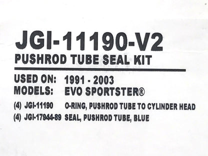 Push Rod Tube O'Ring Kit. Fits Sportster 1991-2003.