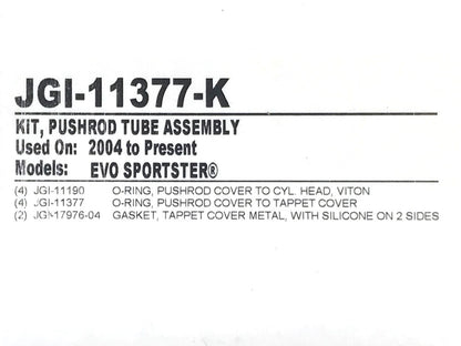 Tappet & Push Rod Cover Kit. Fits Sportster 2004-2021