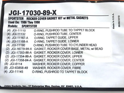 Rocker Cover Gasket Kit. Fits Sportster 1986-1990.