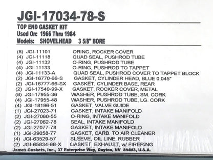 Top End Gasket Kit. Fits Big Twin 1966-1984 with 3-5/8in. Bore Shovel Engine.