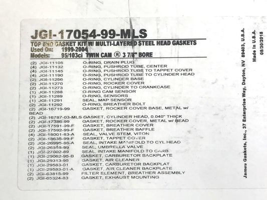 MLS Top End Gasket Kit. Fits Twin Cam 1999-2004 with 95in. Engine - 3.875in. Bore.