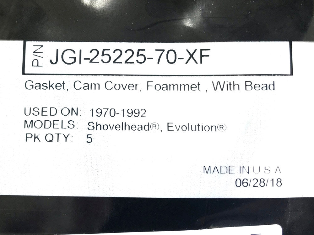 Cam Cover Gasket - Pack of 5. Fits Big Twin 1970-1992.