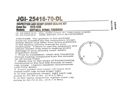 Derby Cover Gasket. Fits Big Twin 1970-1998.