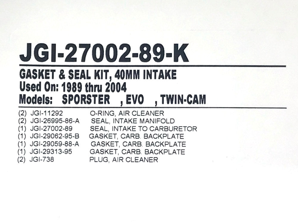 CV Carburetor Intake Manifold Seal Kit. Fits Big Twin 1990-2006 & Sportster 1988-2006.