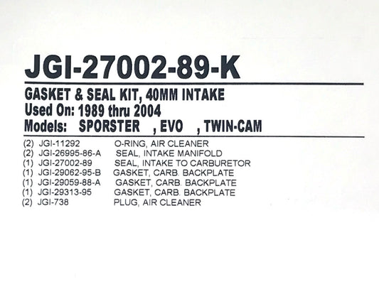 CV Carburetor Intake Manifold Seal Kit. Fits Big Twin 1990-2006 & Sportster 1988-2006.
