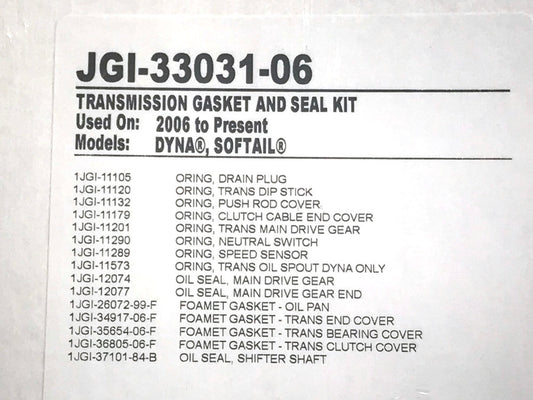 Transmission Gasket Kit. Fits Dyna 2006-2017 & Softail 2007-2017.
