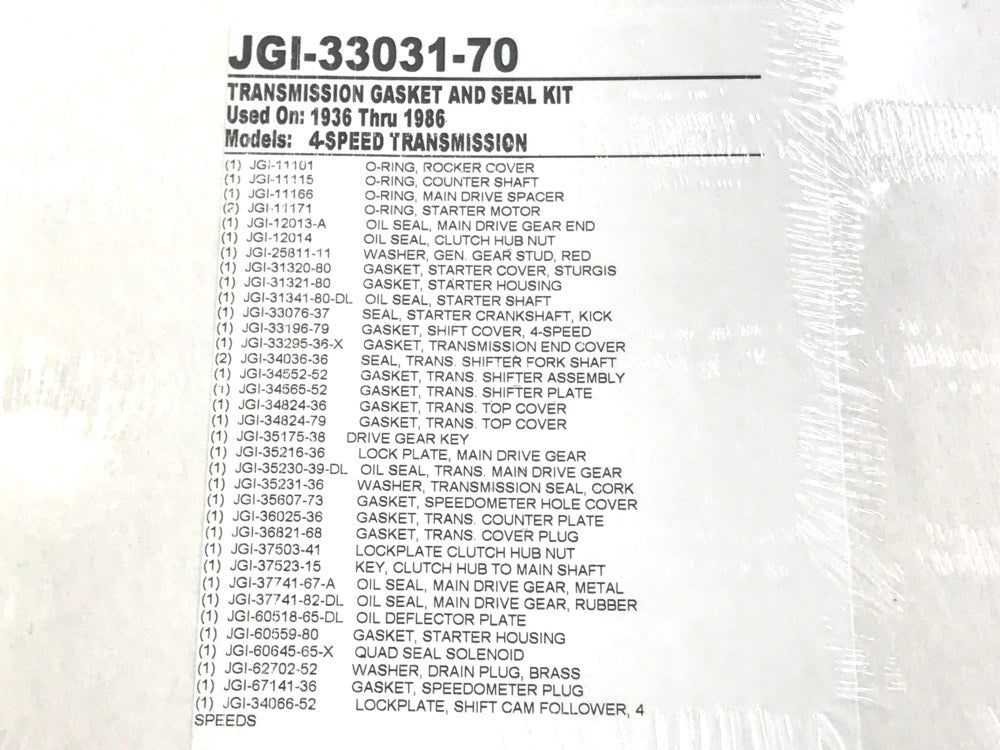 Transmission Gasket Kit. Fits 4Spd Big Twin 1936-1986.