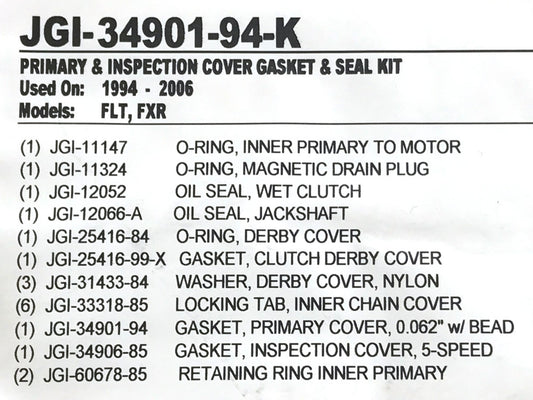 Primary Cover Gasket Kit. Fits FXR & Touring 1994-2006.