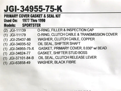 Primary Cover Gasket Kit. Fits Sportster 1977-1990.