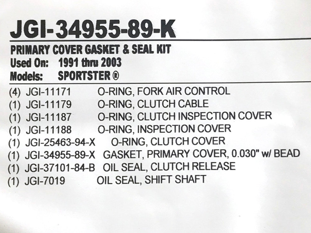 Primary Cover Gasket Kit. Fits Sportster 1991-2003.