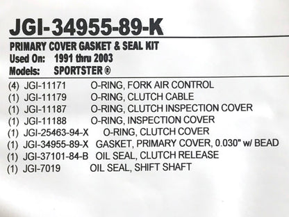 Primary Cover Gasket Kit. Fits Sportster 1991-2003.