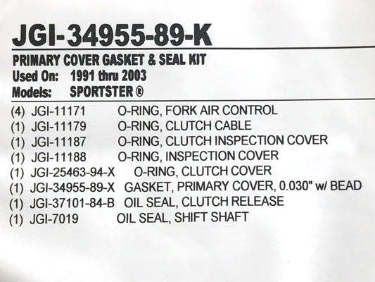 Primary Cover Gasket Kit. Fits Sportster 1991-2003.