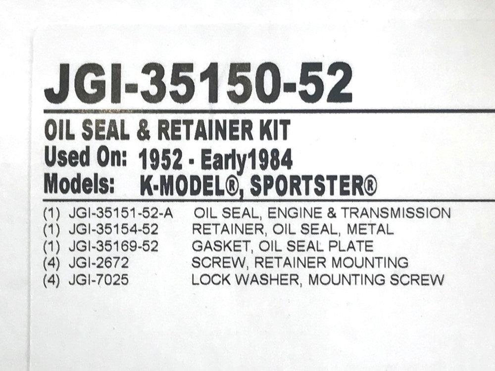 Sprocket Shaft Seal & Retainer Kit. Fits Sportster 1952-1983.