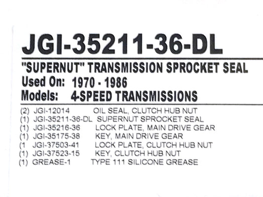 Transmission Super Nut Seal. Fits 4Spd Big Twin 1970-1986.