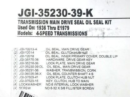 Transmission Main Shaft Seal Kit. Fits Big Twin 1936-1979.