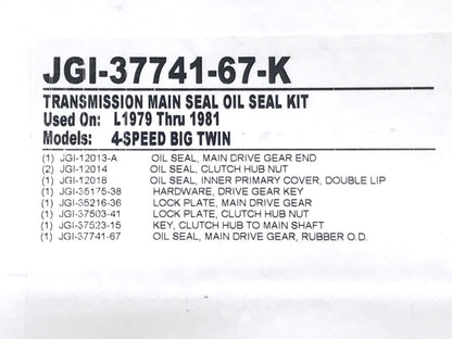 Transmission Main Shaft Seal Kit. Fits 4Spd Big Twin 1980-1981.