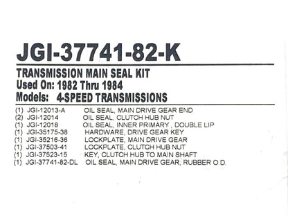 Transmission Main Shaft Seal Kit. Fits 4Spd Big Twin 1982-1986.