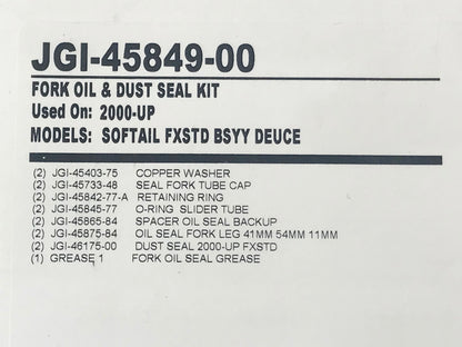 41mm Fork Seal Kit. Fits Softail Deuce 2000-2007.