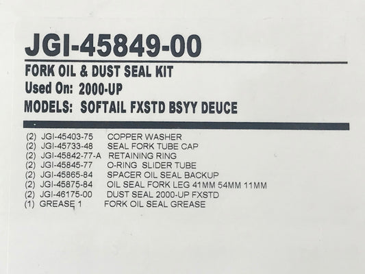 41mm Fork Seal Kit. Fits Softail Deuce 2000-2007.