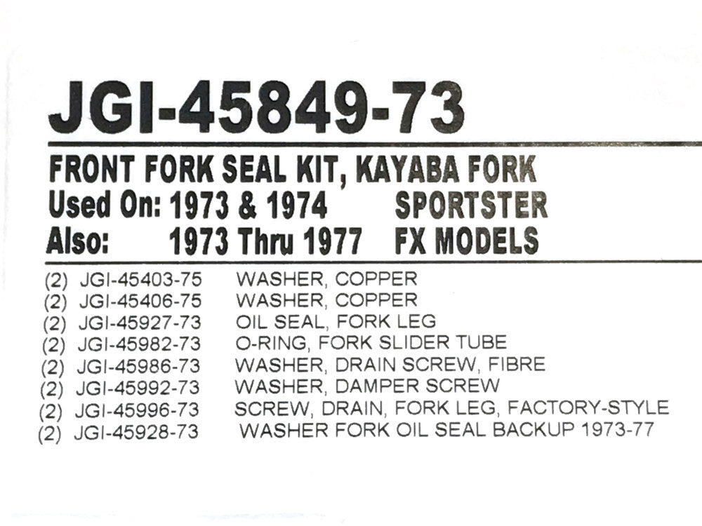 35mm Fork Seal Kit. Fits Sportster & FX 1973-1976.