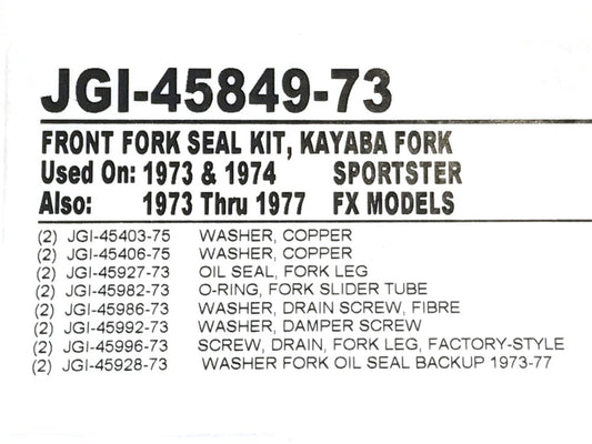 35mm Fork Seal Kit. Fits Sportster & FX 1973-1976.