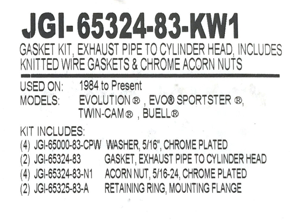 Exhaust Gasket Kit with Race/Screamin Eagle Style Gaskets. Fits Big Twin 1984up & Sportster 1986-2021.