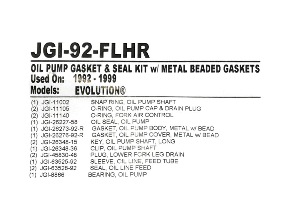 Oil Pump Gasket Kit. Fits Big Twin 1992-1999.