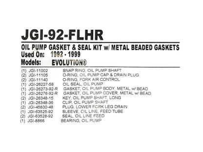 Oil Pump Gasket Kit. Fits Big Twin 1992-1999.