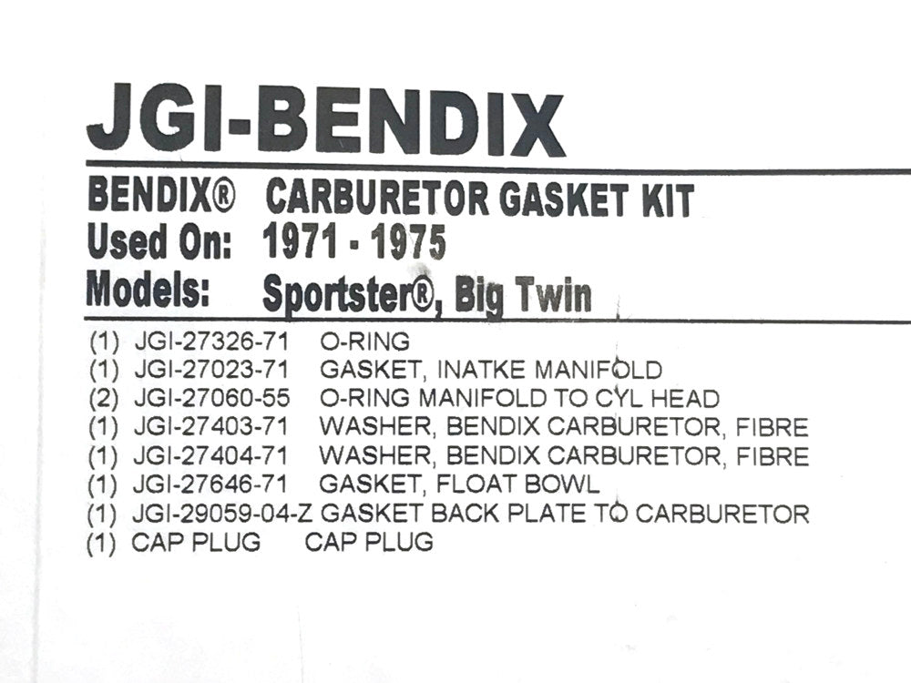 Bendix Carburettor Rebuild Kit. Fits Big Twin & Sportster 1972-1976