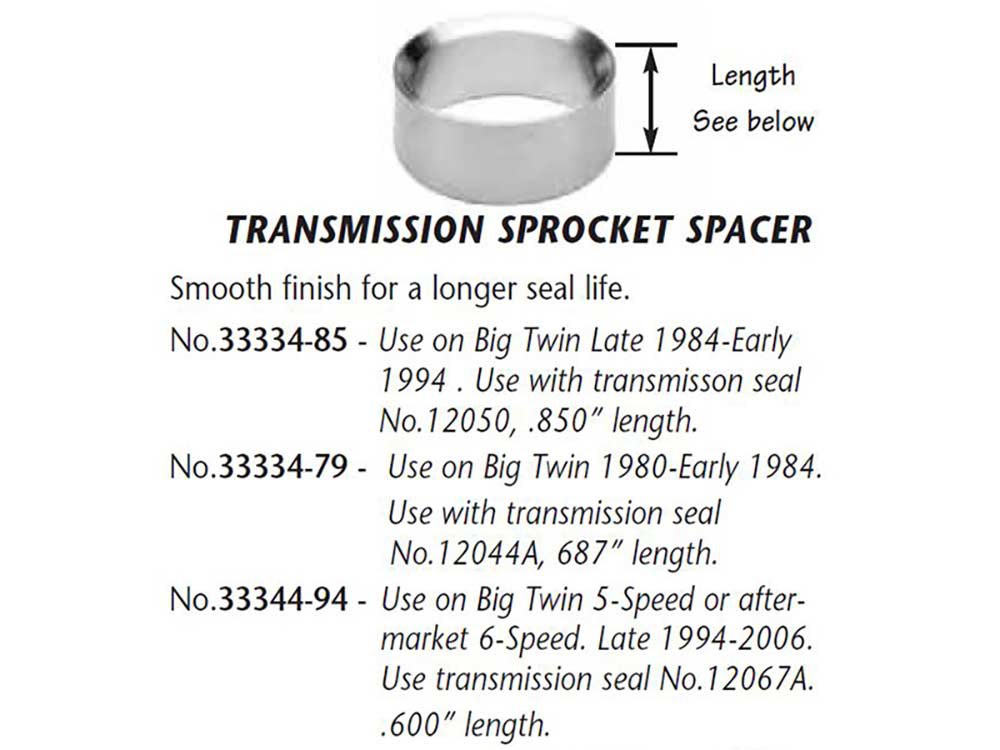 Main Drive Seal Spacer. Fits 5Spd Big Twin Late 1994-2006.