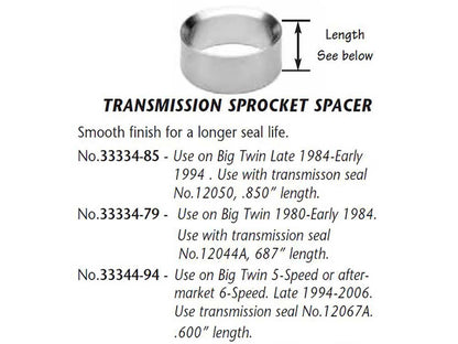 Main Drive Seal Spacer. Fits 5Spd Big Twin Late 1994-2006.