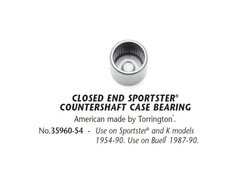 Closed End Countershaft Case Bearing. Fits Sportster 1954-1990.