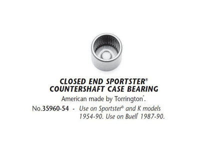 Closed End Countershaft Case Bearing. Fits Sportster 1954-1990.